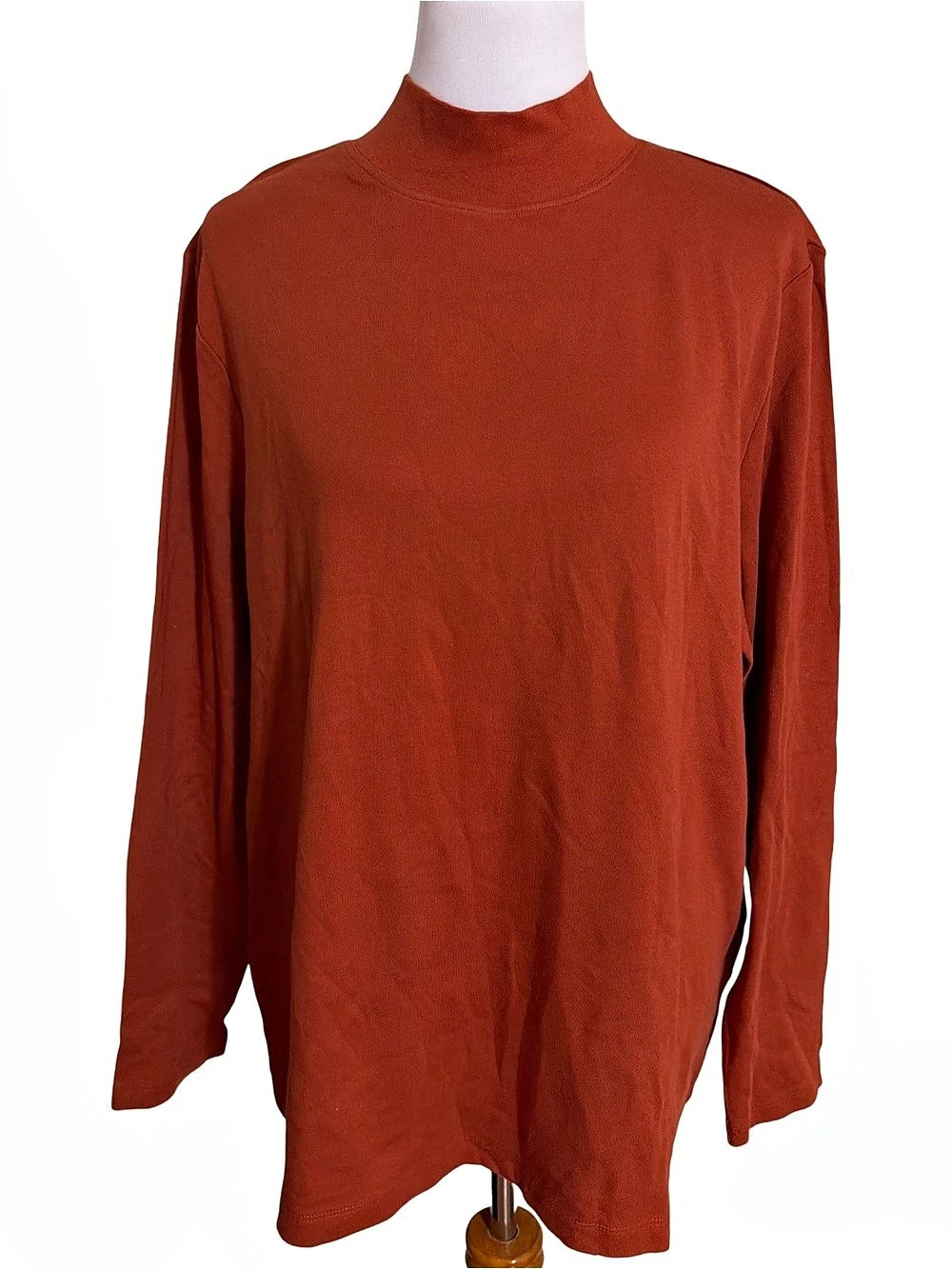 Karen Scott Long Sleeve Mock Neck Top in Maroon NWT